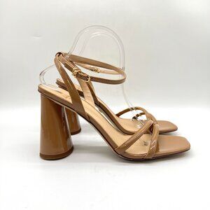 Sam Edelman Womens 11M Kia Beige Tan Nude Patent‎ Block Heels Sandals Shoes